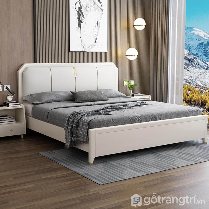 Giường tân cổ điển gỗ MDF đơn giản, đẹp