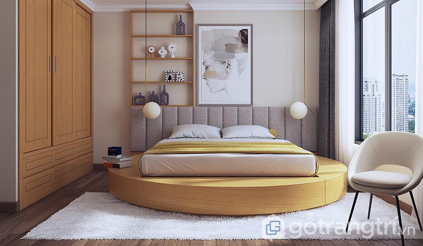 Giường ngủ tròn bằng gỗ tự nhiên