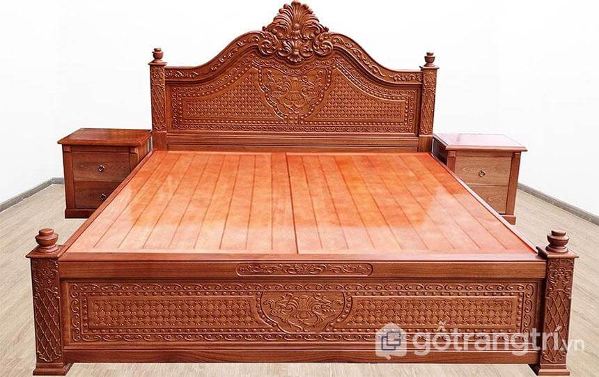 Mẫu giường xoan đào Hoàng Anh Gia Lai 2mx2 2m chạm khắc tinh xảo